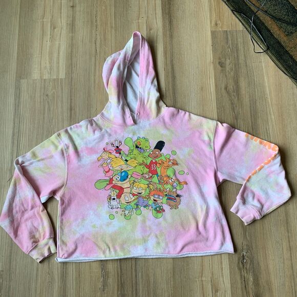 Vintage Nickelodeon Hey Arnold Ren Stimpy Rugrats Pullover Hoodie Large - Picture 1 of 7